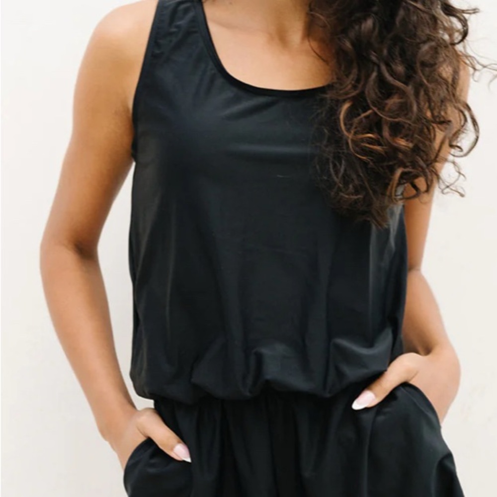 Honey Mark Sage - Black Swim Romper